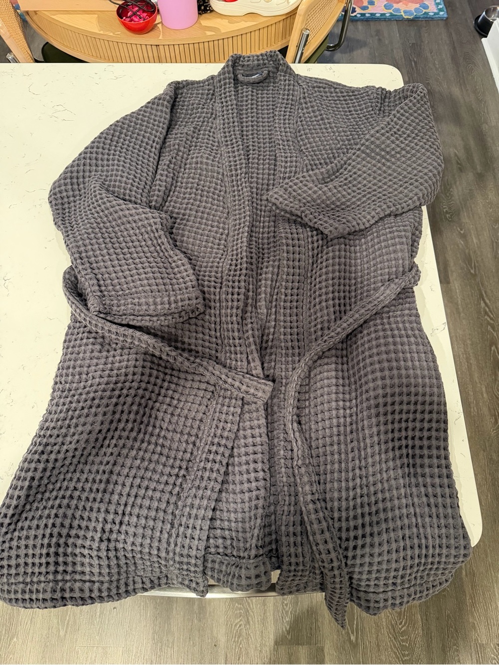 Brooklinen Charcoal Waffle Robe with Self-Tie Belt